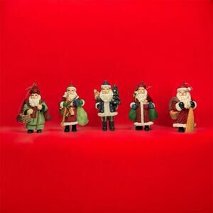 Santa Christmas Ornaments Lot Of 5 Santa’s W/ Gifts Multicolored Resin 3" tall